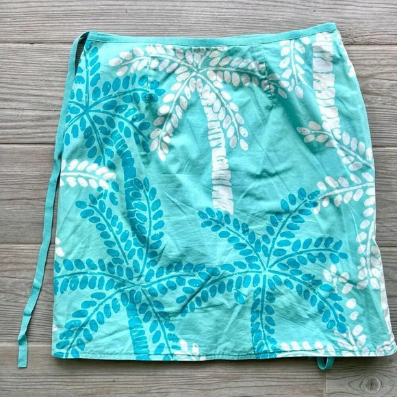 Lilly Pulitzer Womens Turquoise Yellow Palm Fish Reversible Wrap Skirt Size‎ 10 - Picture 3 of 6